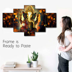 Divine Lord Ganesha 5-Piece Wall Art Set