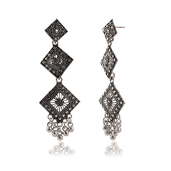 Triple‑Diamond Jhumka Earrings
