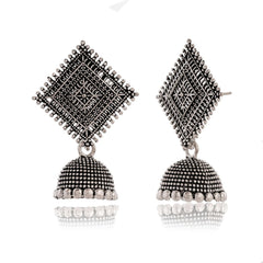 Diamond‑Stud Jhumka Earrings