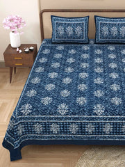 100% Pure Cotton Traditional Printed Bedsheet for Double Bed King Size Bedsheet with 2 Pillow Covers - TN Creations