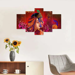 Divine Love: Radha & Krishna 5-Piece Wall Art Set