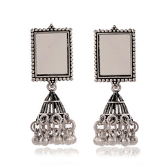 Mirror‑Tile Jhumka Earrings