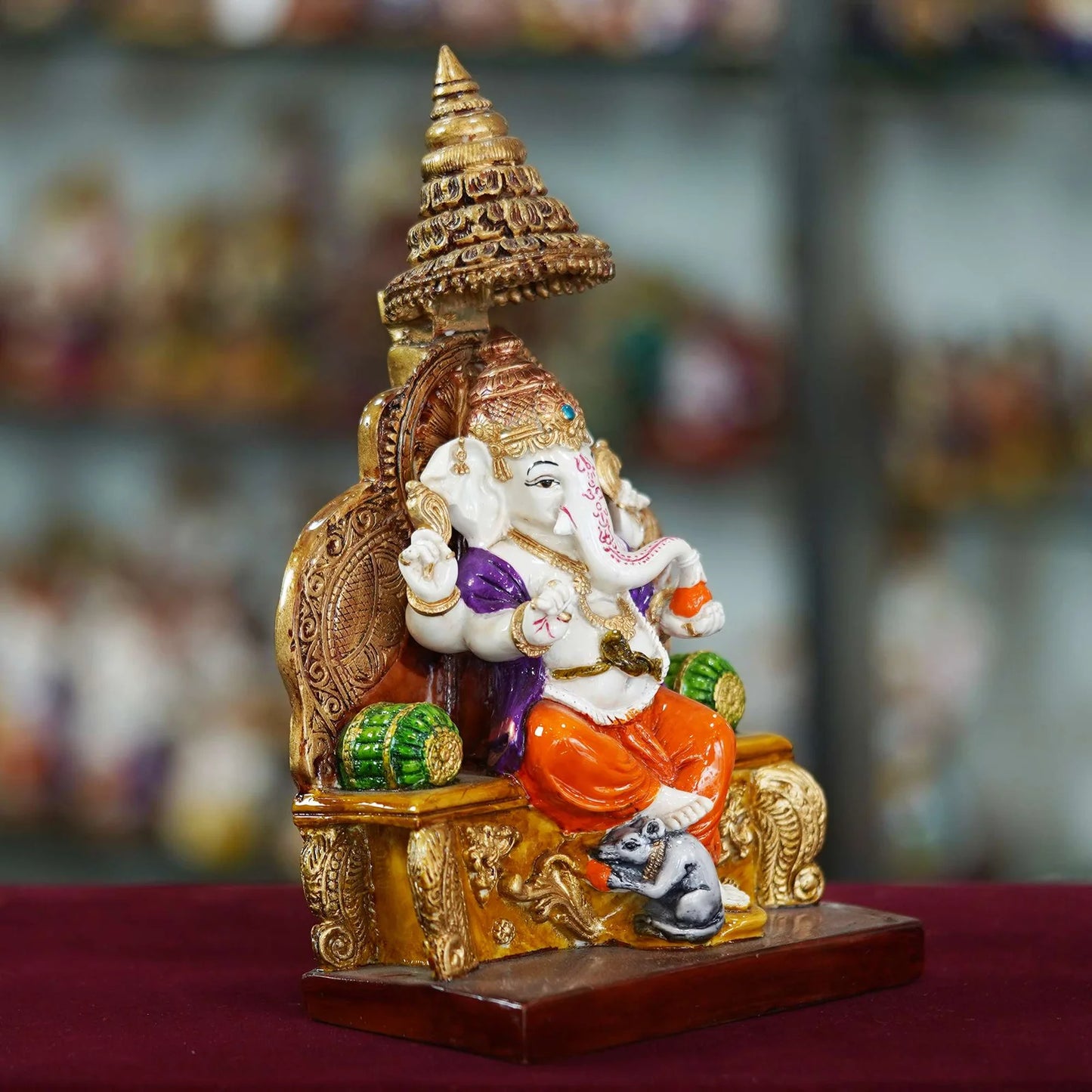 Handmade 10-Inch White Marble Ganesh Ji Idol – Elegant Home Décor Showpiece