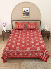 100% Pure Cotton Traditional Printed Bedsheet for Double Bed King Size Bedsheet with 2 Pillow Covers - TN Creations