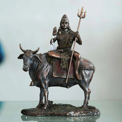 Shiva in Contemplation on Nandi, the Divine Bull - TN Creations