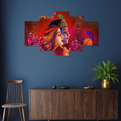 Divine Love: Radha & Krishna 5-Piece Wall Art Set
