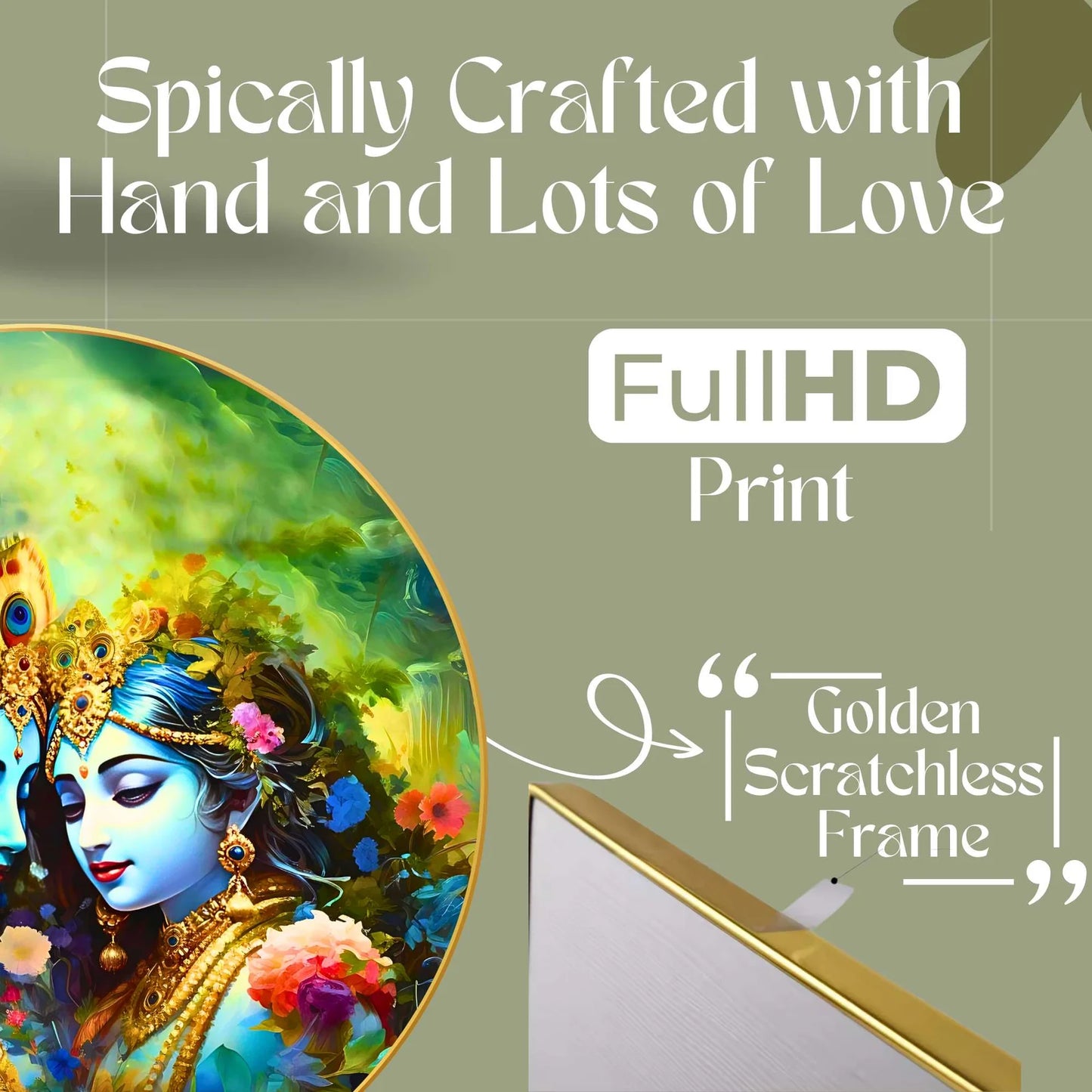 Wall Painting for Wall Decoration with Frame Sparkle Glossy Round Golden Framed Large Painting Office, Living Room, Bedroom, Home Decoration