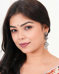 Triple‑Diamond Jhumka Earrings