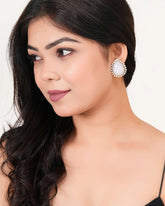 Opalescent Teardrop Halo Stud Earrings