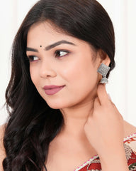 Diamond‑Stud Jhumka Earrings