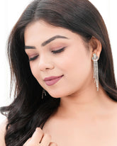 Triple‑Cluster Pavé Tassel Earrings