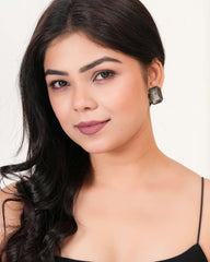 Smoky Emerald‑Cut Crystal Studs