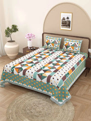 100% Pure Cotton Traditional Printed Bedsheet for Double Bed King Size Bedsheet with 2 Pillow Covers - TN Creations