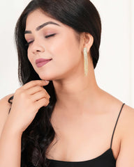 Gold‑Tone Crystal Tassel Earrings