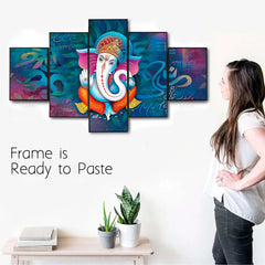 Vibrant Lord Ganesha 5-Piece Wall Art Set