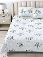 100% Pure Cotton Traditional Printed Bedsheet for Double Bed King Size Bedsheet with 2 Pillow Covers - TN Creations