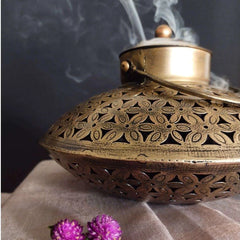 Brass Incense Burner with Smoke - TN Creations