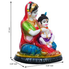 Hand-Painted Marble Yashoda and Krishna Statue (9 inches) - TN Creations