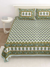 100% Pure Cotton Traditional Printed Bedsheet for Double Bed King Size Bedsheet with 2 Pillow Covers - TN Creations