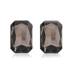 Smoky Emerald‑Cut Crystal Studs
