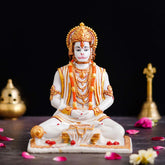 Lord Hanuman Sitting Statue with gada & Reading Book Decorative Showpiece - TN Creations