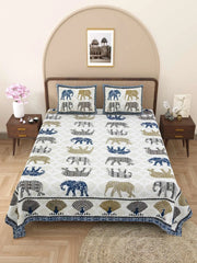 100% Pure Cotton Traditional Printed Bedsheet for Double Bed King Size Bedsheet with 2 Pillow Covers - TN Creations