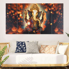 Majestic Lord Ganesha 5-Piece Wall Art Set