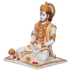 Lord Hanuman Sitting Statue with gada & Reading Book Decorative Showpiece - TN Creations