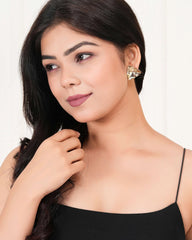 Champagne Trillion‑Cut Studs