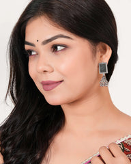 Mirror‑Tile Jhumka Earrings