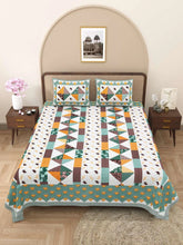 100% Pure Cotton Traditional Printed Bedsheet for Double Bed King Size Bedsheet with 2 Pillow Covers - TN Creations