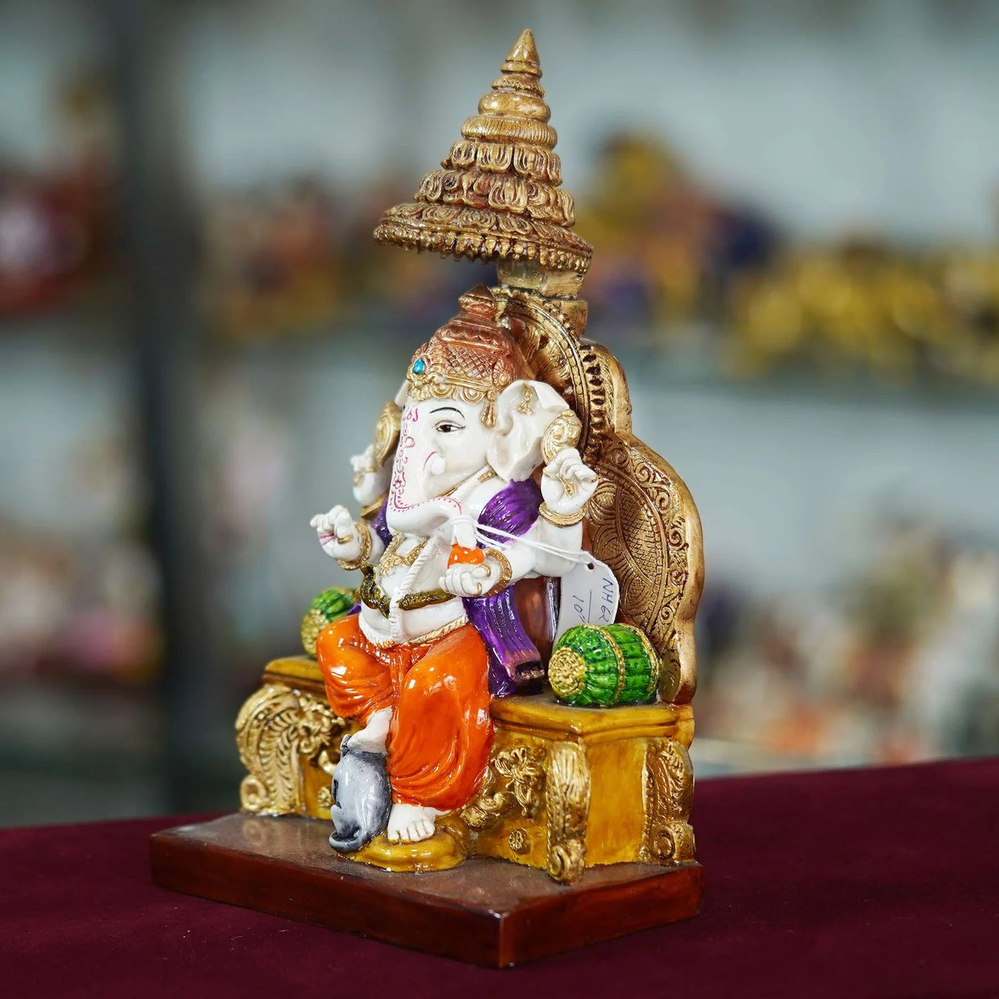 Handmade 10-Inch White Marble Ganesh Ji Idol – Elegant Home Décor Showpiece