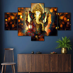 Divine Lord Ganesha 5-Piece Wall Art Set