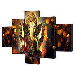 Divine Lord Ganesha 5-Piece Wall Art Set