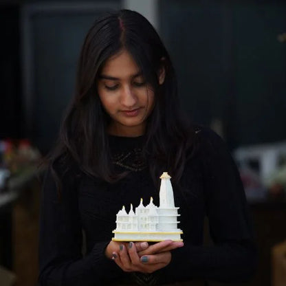 Handcrafted White Marble Ram Mandir Idol – Shri Ram Janmabhoomi Ayodhya Model for Home & Temple