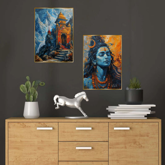 Premium Set of 2 Golden Framed Wall Paintings