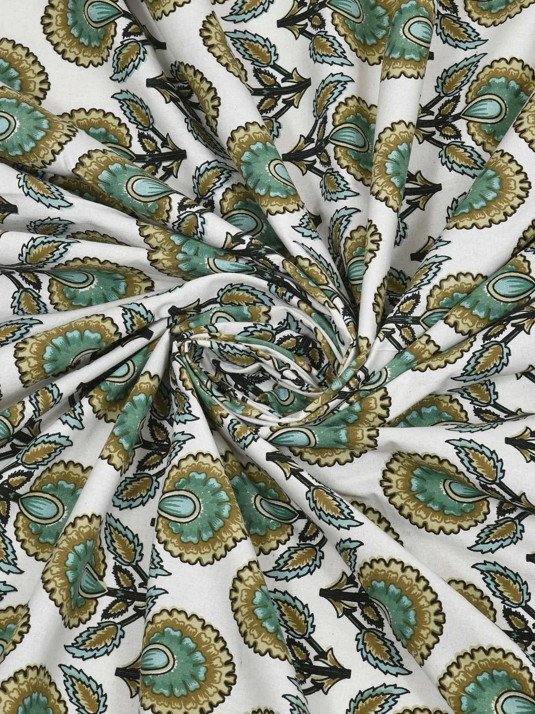 100% Pure Cotton Traditional Printed Bedsheet for Double Bed King Size Bedsheet with 2 Pillow Covers - TN Creations