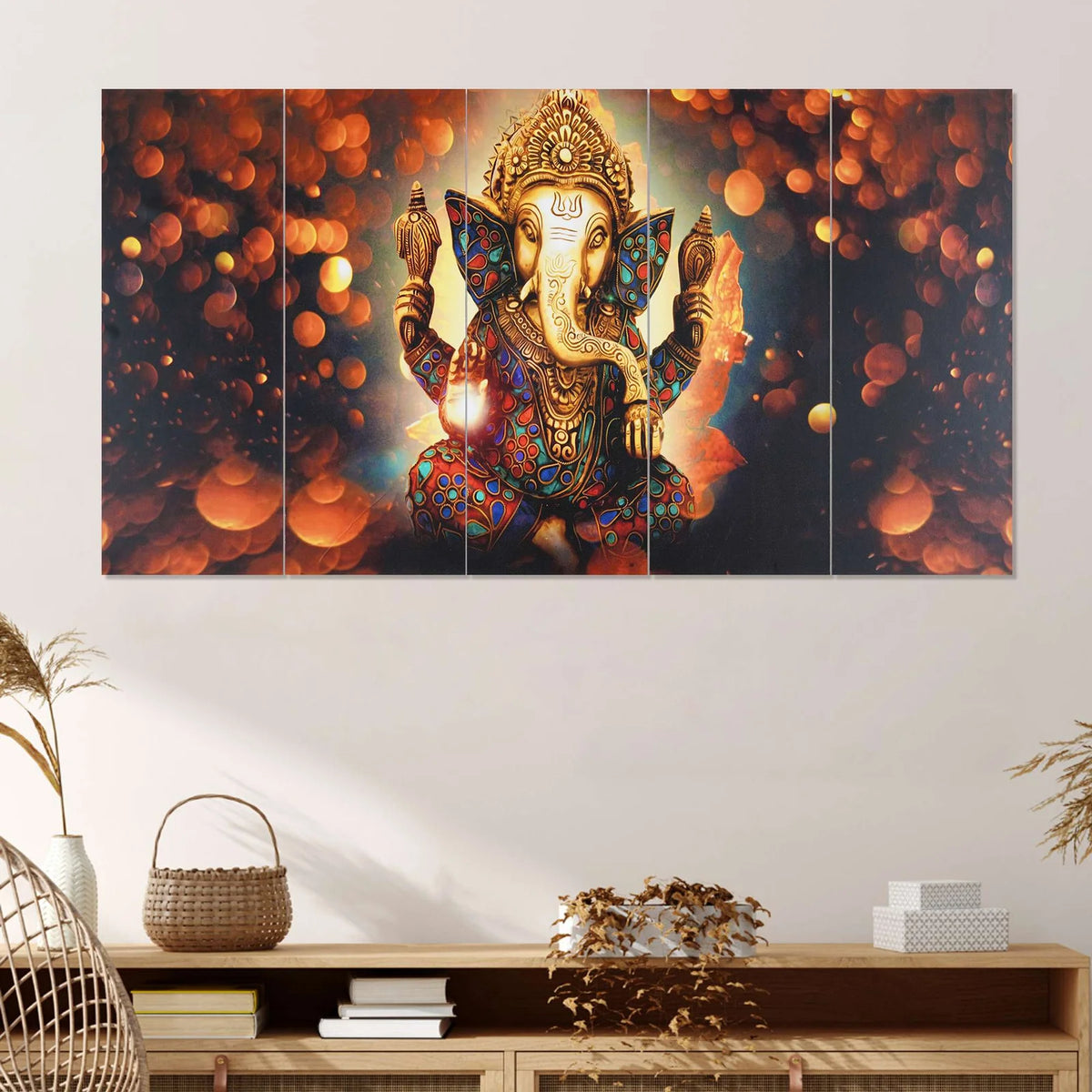 Majestic Lord Ganesha 5-Piece Wall Art Set