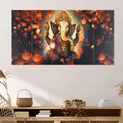 Majestic Lord Ganesha 5-Piece Wall Art Set