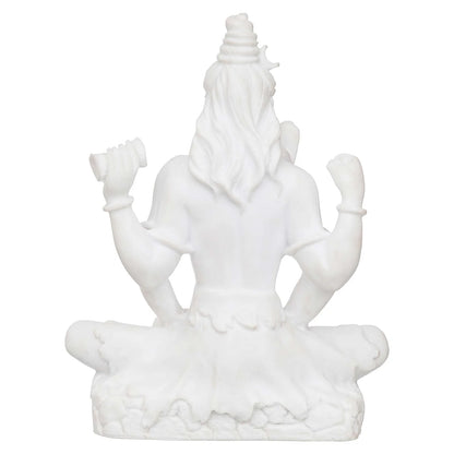 Handicraft Marble Dust Lord Shiv Ji Statue – Sitting Mahakal Idol for Pooja & Office Décor