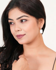 Opaline Emerald‑Cut Halo Drop Earrings