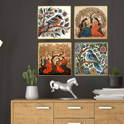 Premium Set of 4 Golden Framed Wall Paintings