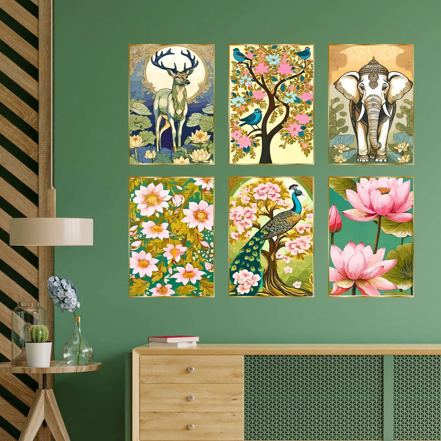 Premium Set of 6 Golden Framed Wall Paintings