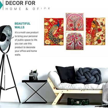 Premium Set of 4 Golden Framed Wall Paintings