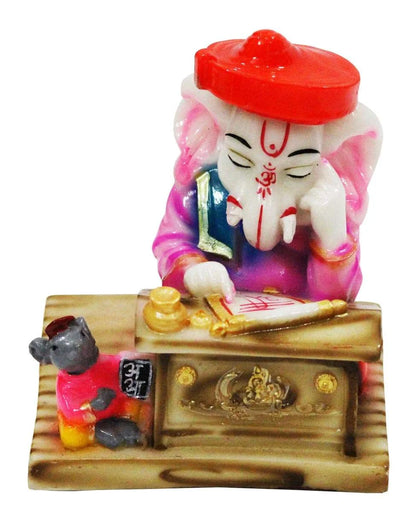 Thinking Lord Ganesha Statue with Mouse