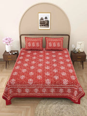 100% Pure Cotton Traditional Printed Bedsheet for Double Bed King Size Bedsheet with 2 Pillow Covers - TN Creations