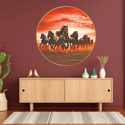 Wall Painting for Wall Decoration with Frame Sparkle Glossy Round Golden Framed Large Painting Office, Living Room, Bedroom, Home Decoration