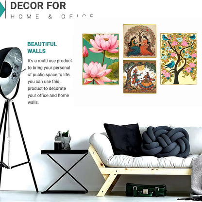 Premium Set of 4 Golden Framed Wall Paintings