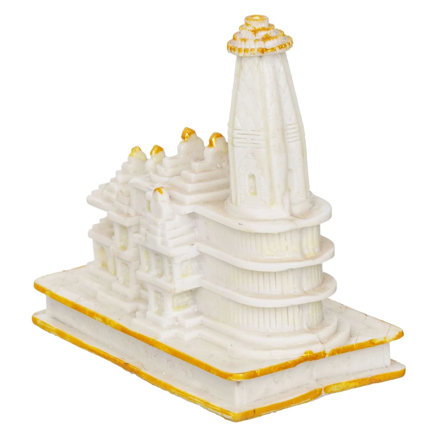 Handcrafted White Marble Ram Mandir Idol – Shri Ram Janmabhoomi Ayodhya Model for Home & Temple