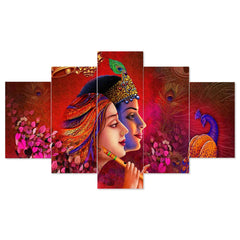 Divine Love: Radha & Krishna 5-Piece Wall Art Set